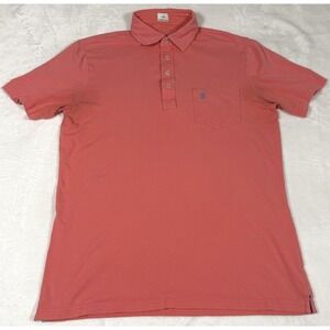 Johnnie-O Hangin' Out Polo Shirt Mens Medium Coral Slim Fit Stretch Pocket Golf